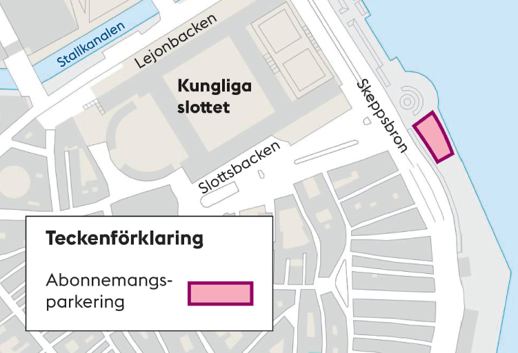 kartbild som visar markering vid Skeppsbrokajen