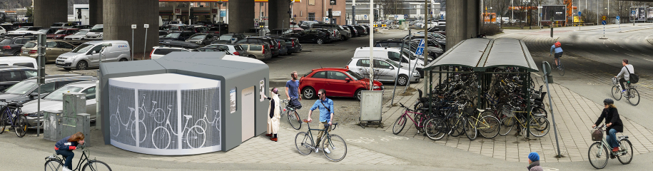 Arkitektbild inför byggnationen av Cykelsnurran